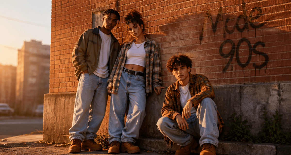 tenue année 90 oversize devant mur urbain