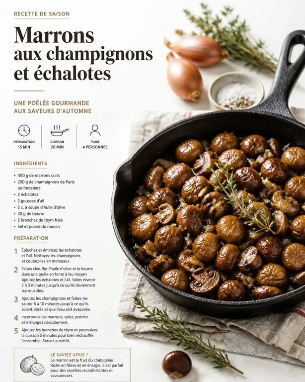 Recette de poêlée de marrons aux champignons et échalotes