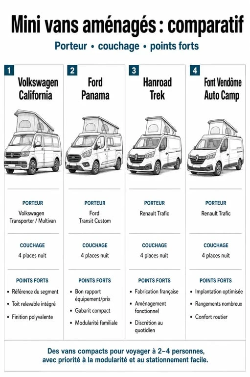 Comparatif des meilleurs modèles de mini van aménagé pour le voyage