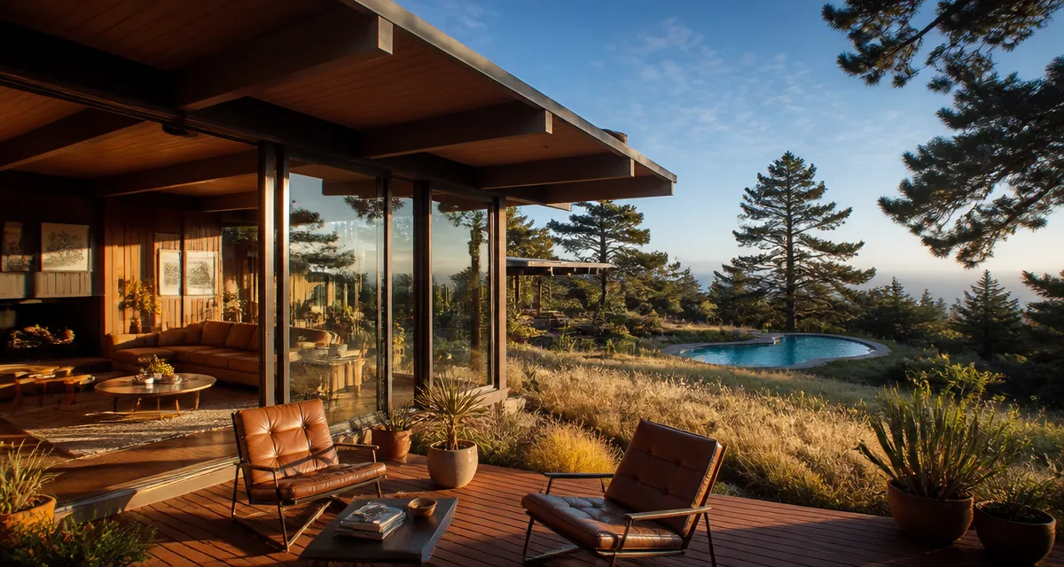 maison californienne année 70 façade terrasse