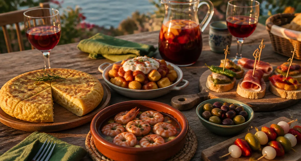 recette des tapas espagnol sur table rustique