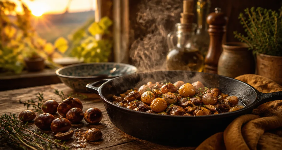 recette marron poêlée champignons échalotes