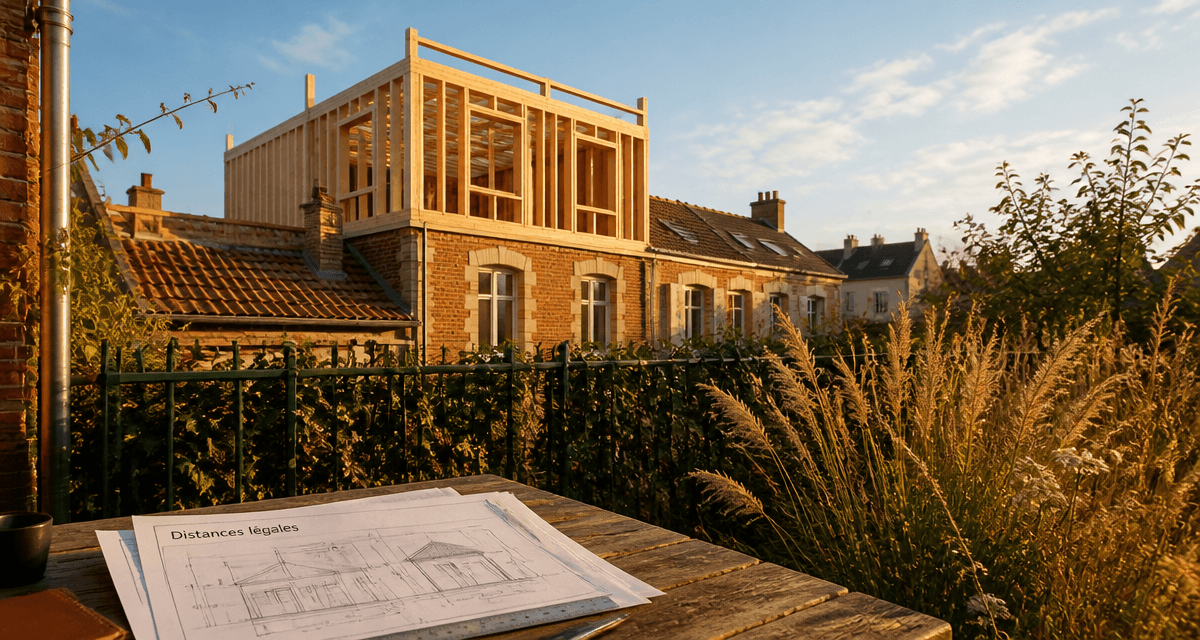 Surélévation maison et voisinage, nouvel étage et plans distances légales