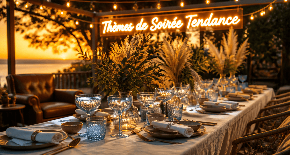 thème de soirée tendance 2024 table extérieure