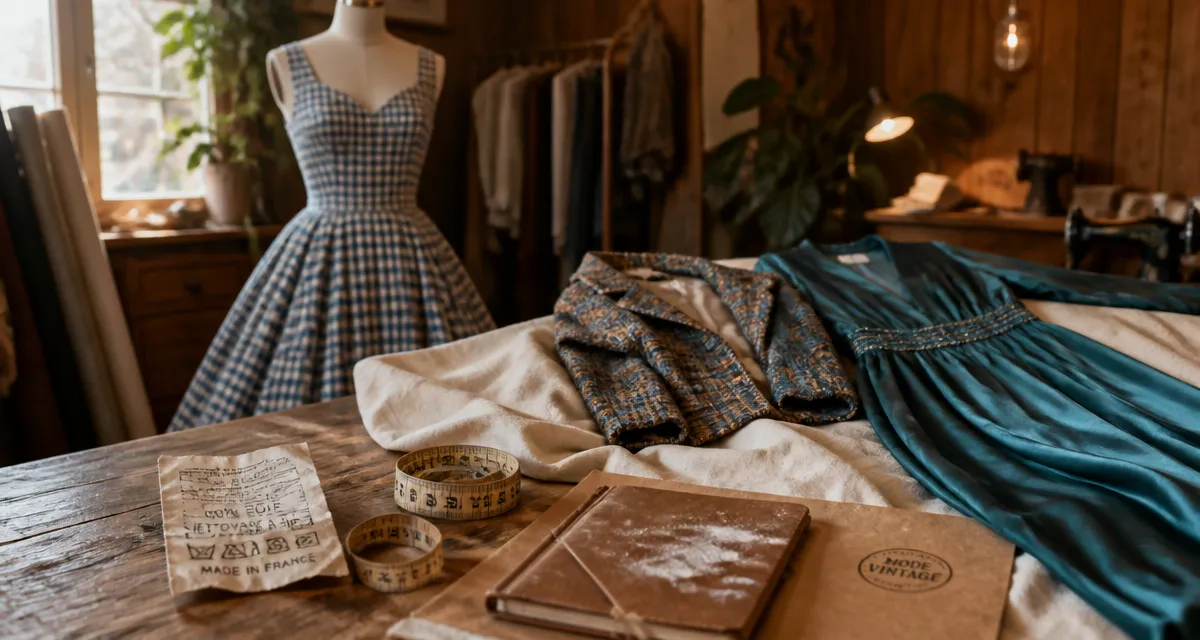 Vêtements vintage femme : robe années 50 en vichy et tenues années 70