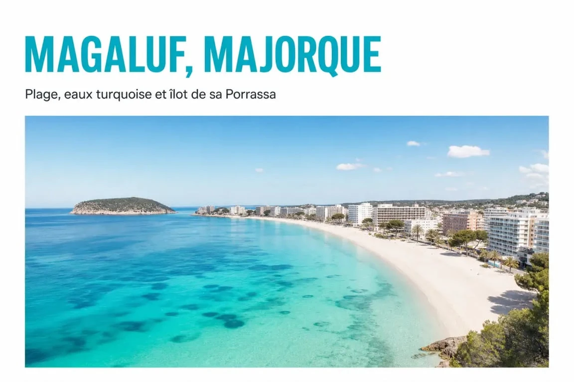 Plage de Magaluf à Majorque, une destination touristique populaire en Espagne.