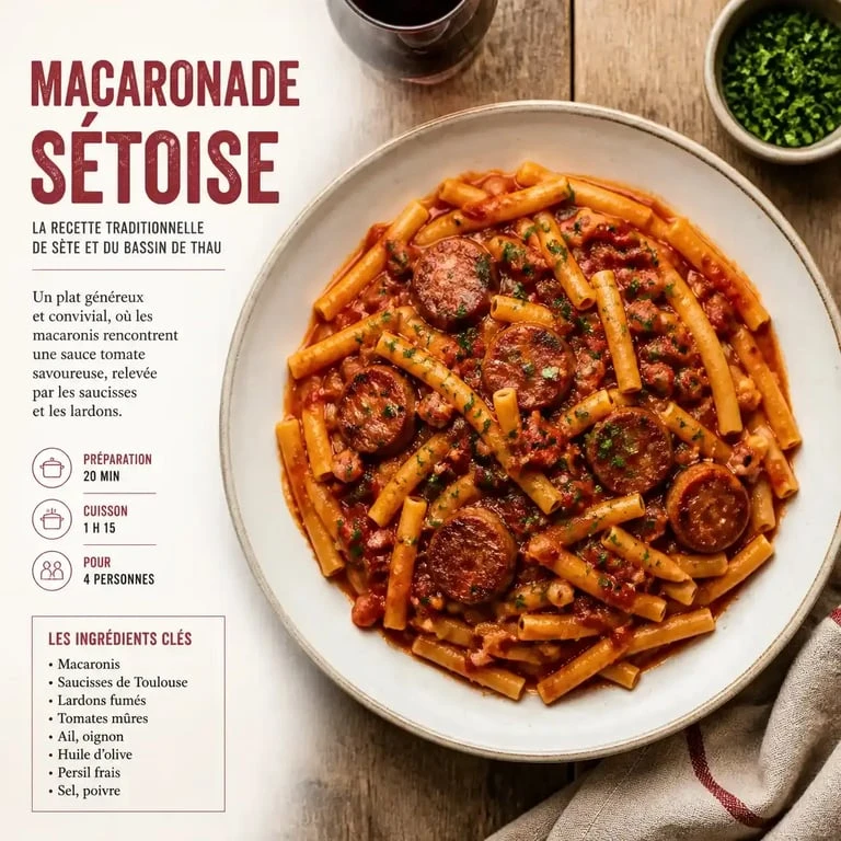 Macaronade sétoise traditionnelle, plat typique de la région de La Tamarissière