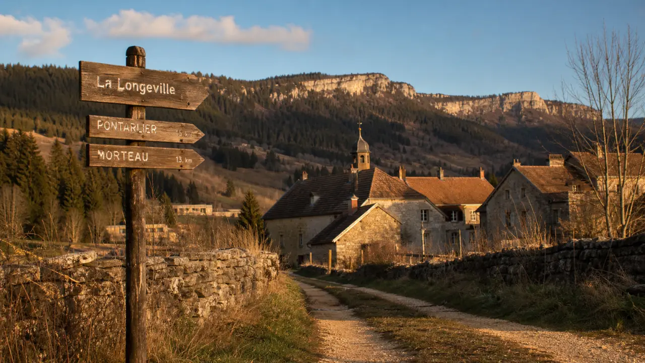 La Longeville dans le Haut-Doubs : vue nature et maisons près de la Suisse à 870 m