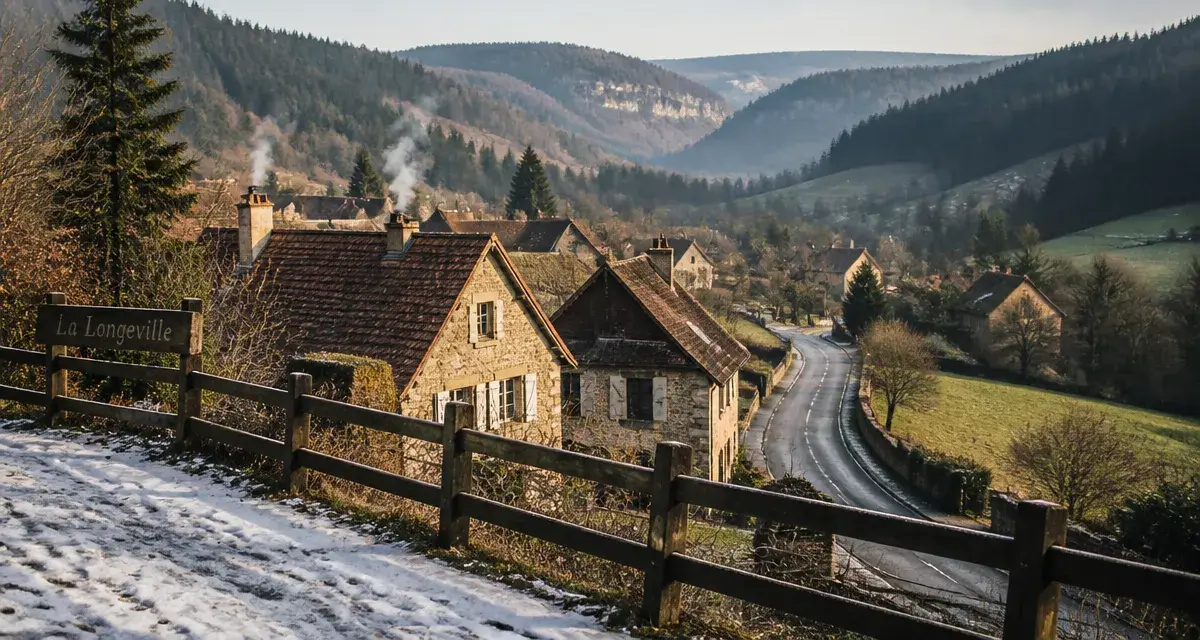 La Longeville, village du Doubs sous la neige
