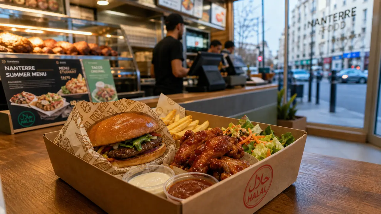 Restaurant halal nanterre : plateau burgers halal, wings et frites