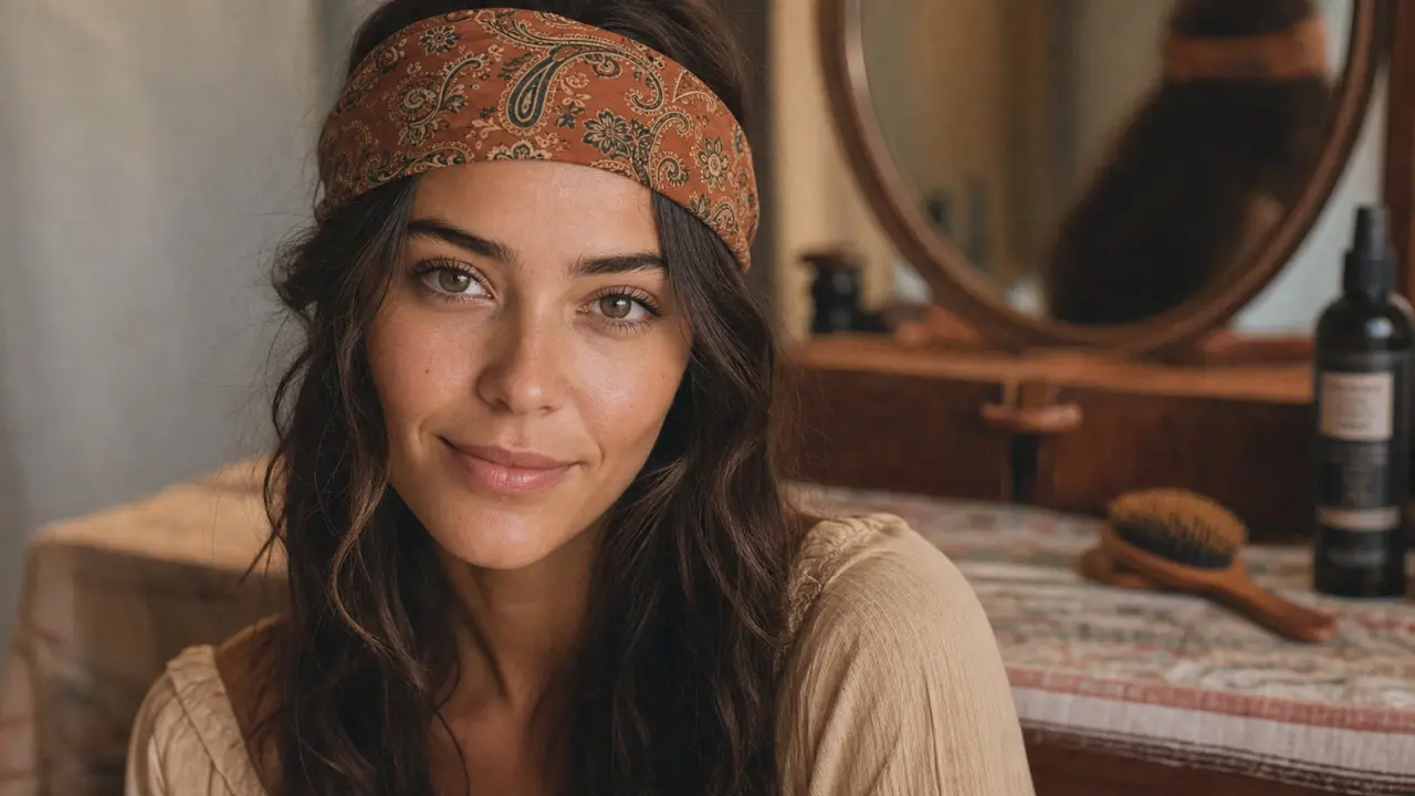 Coiffure année 70 bandeau : volume hippie, brushing