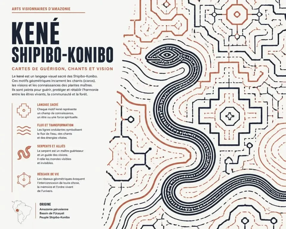Visions chamaniques quai branly : motifs kené shipibo-konibo et peinture visionnaire amazonienne