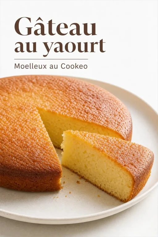 Recette gâteau cookeo facile : gâteau au yaourt moelleux présenté en parts sur assiette claire