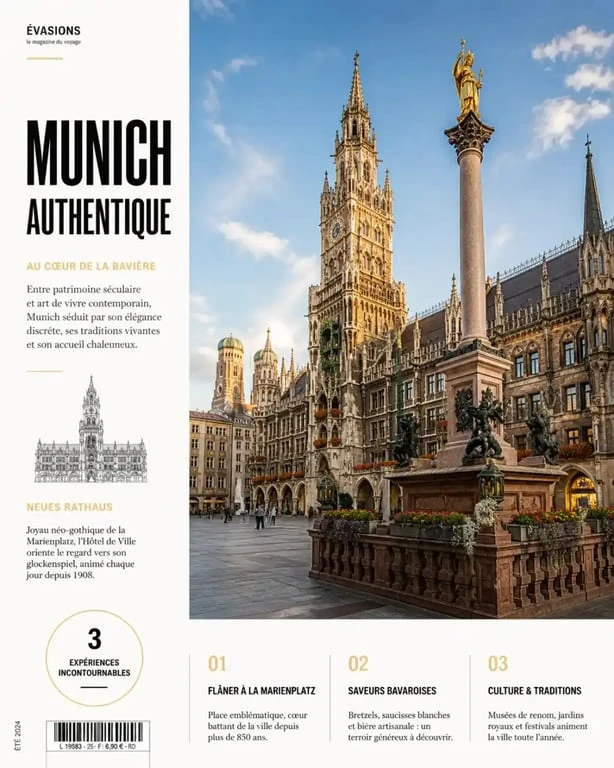 Vue emblématique de la Marienplatz à Munich, incontournable à voir à Munich