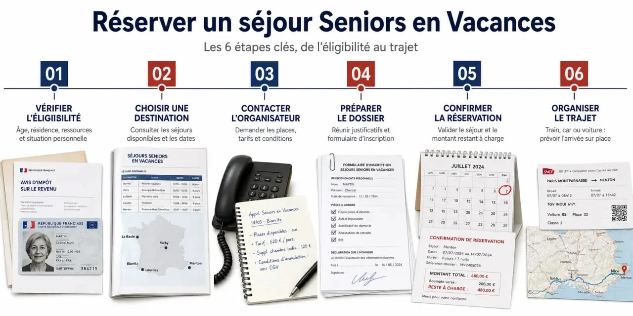 Étapes de réservation pour le programme ANCV Seniors en Vacances