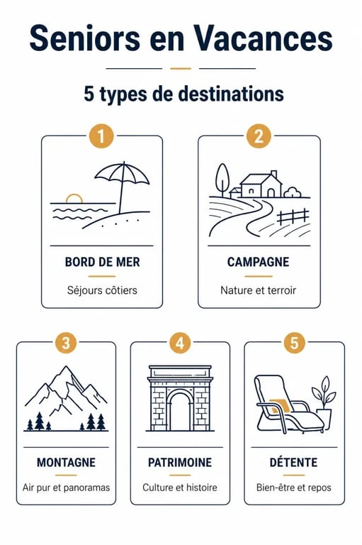 Types de destinations pour le programme ANCV Seniors en Vacances 2025