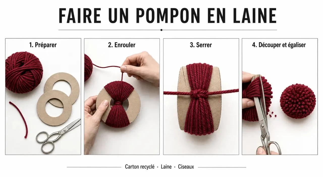 Comment faire des ponpons en laine avec du carton recyclé