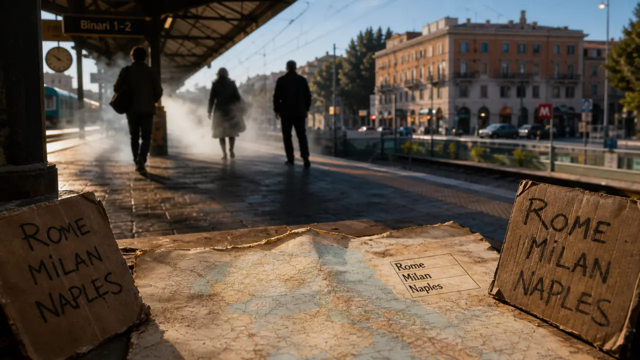 Italie grande ville : Rome, Milan, Naples en gare italienne