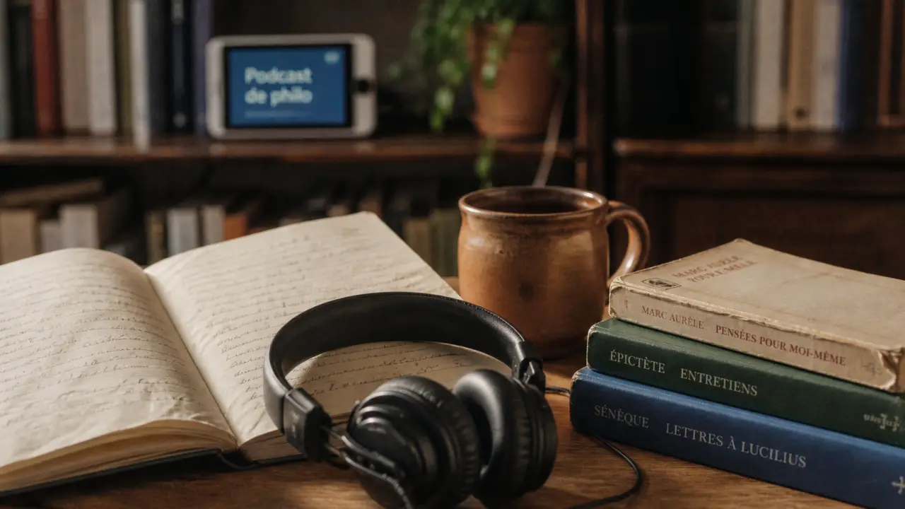 Meilleur podcast philosophie : carnet, casque audio et livres de philo