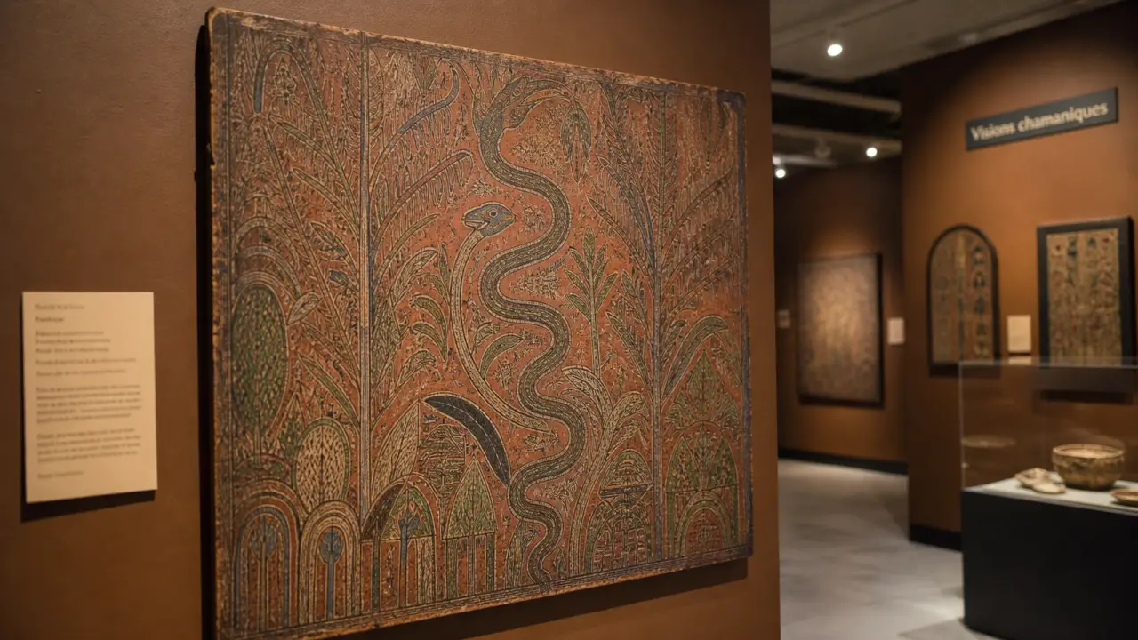 Visions chamaniques quai Branly : motifs kené amazoniens de Pablo Amaringo