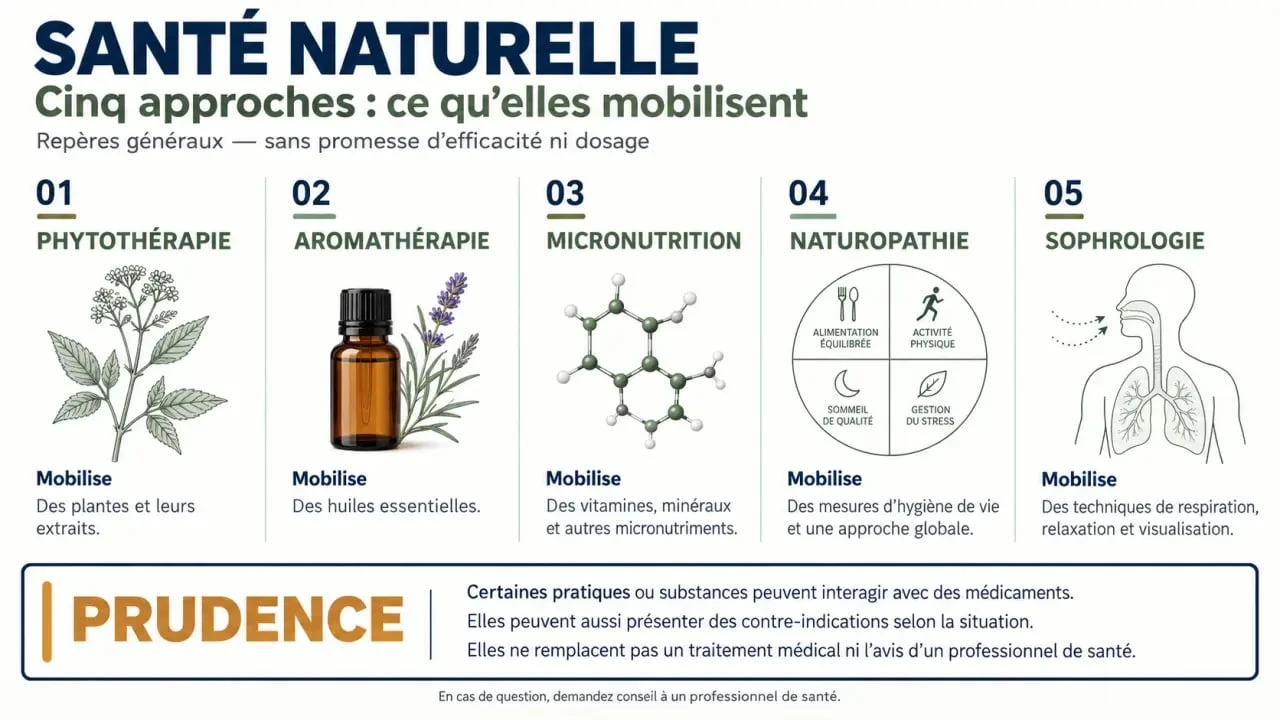 Infographie sur la santé naturelle et les principales pratiques à connaître