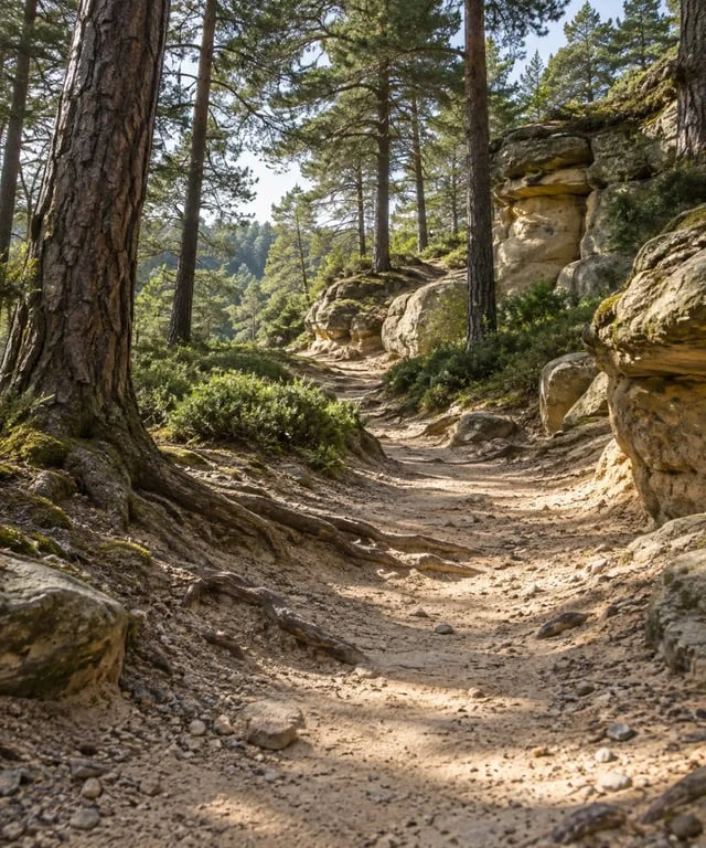 Sentier forestier menant au point de vue du camp de Chailly