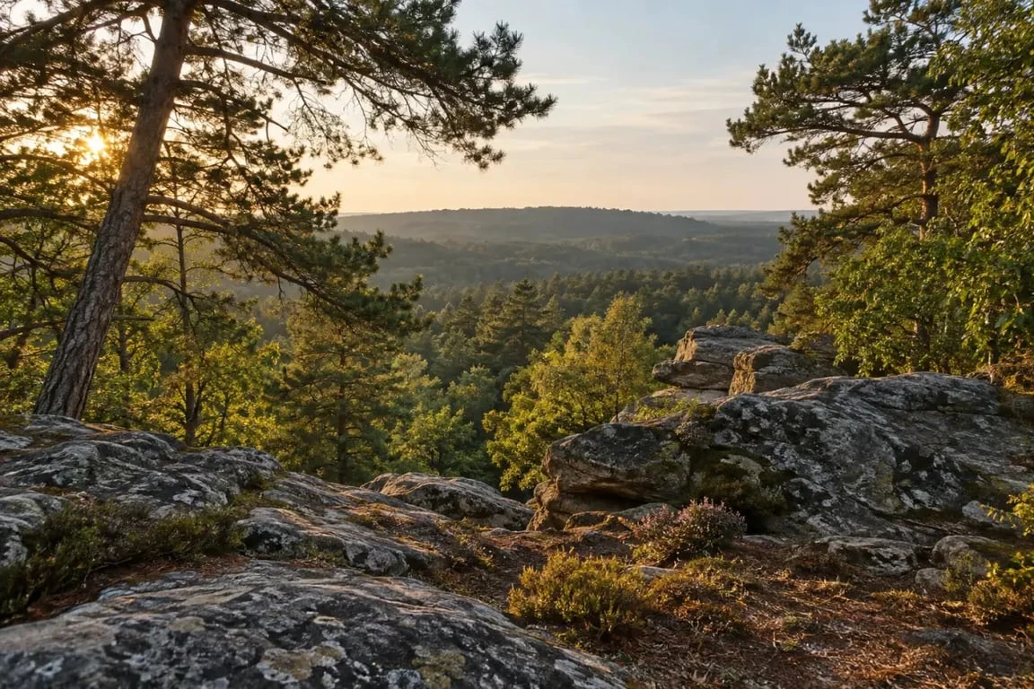 Panorama du point de vue du camp de Chailly en forêt de Fontainebleau