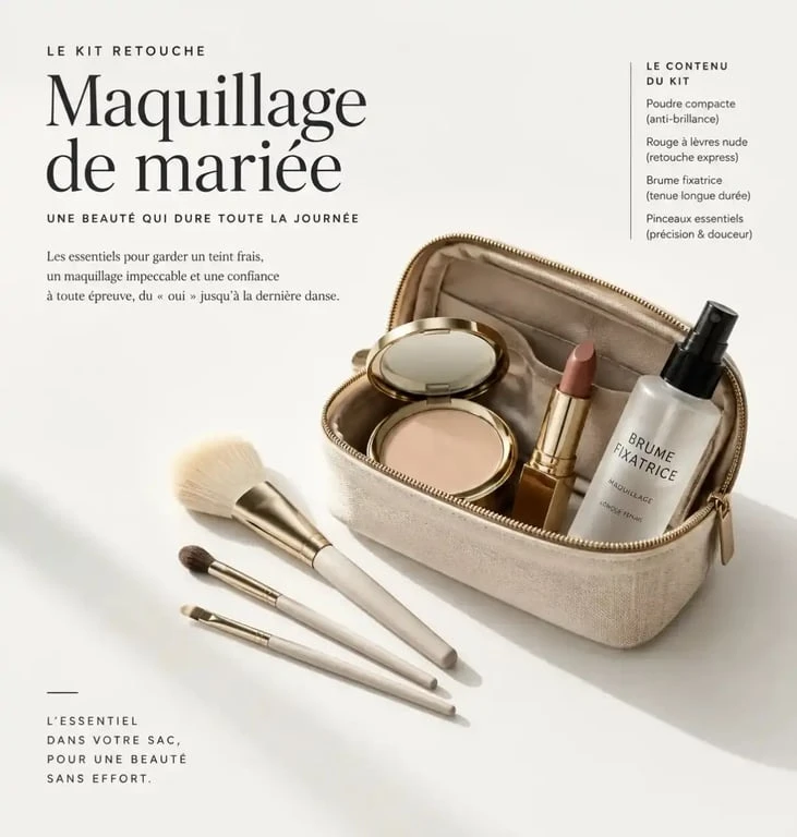 Trousse de retouche maquillage mariage pour tenue toute la journée