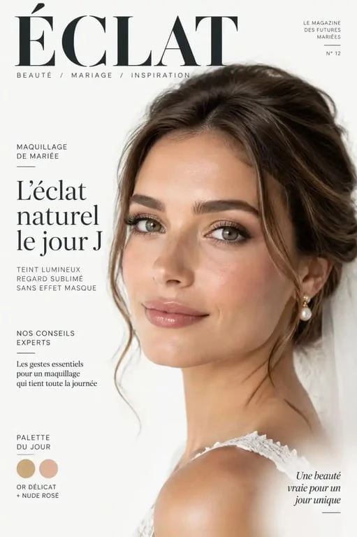 Maquillage mariage soft glam naturel avec teint lumineux