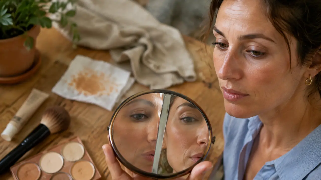 Maquillage nude : teint lumineux et regard doux, avant/après