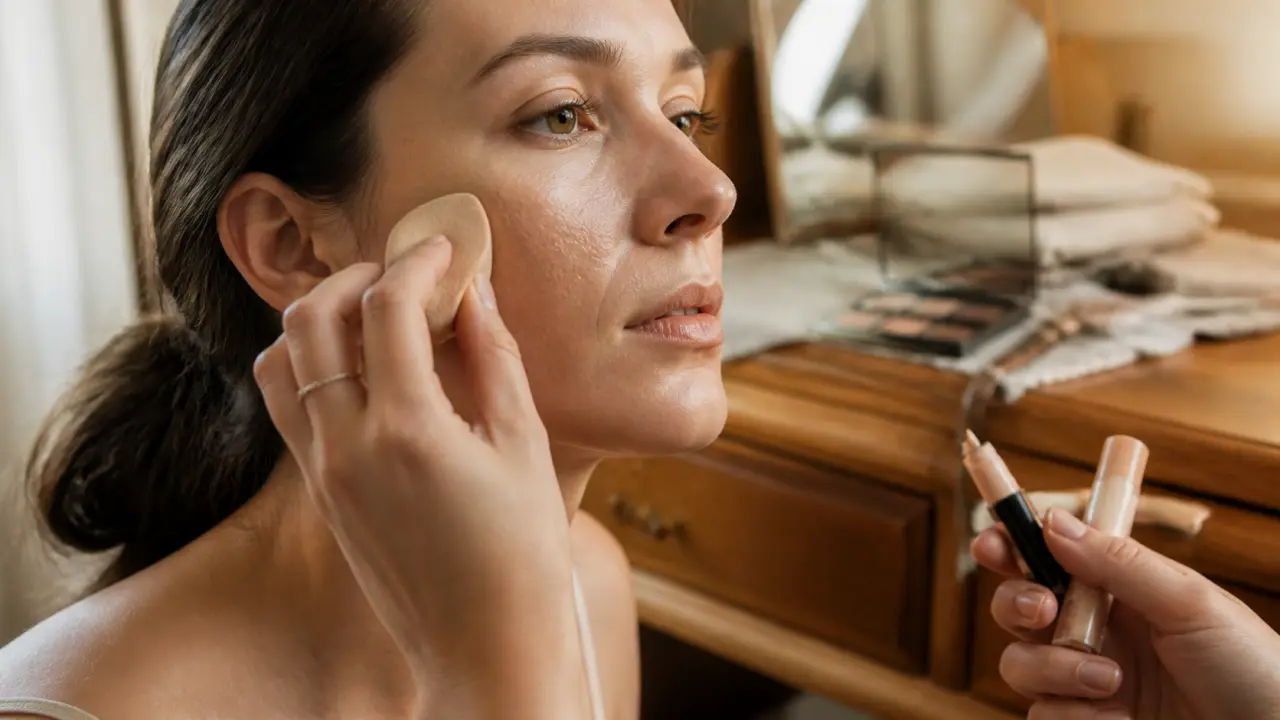 Maquillage simple et naturel : application fond de teint à l’éponge humide pour un teint unifié