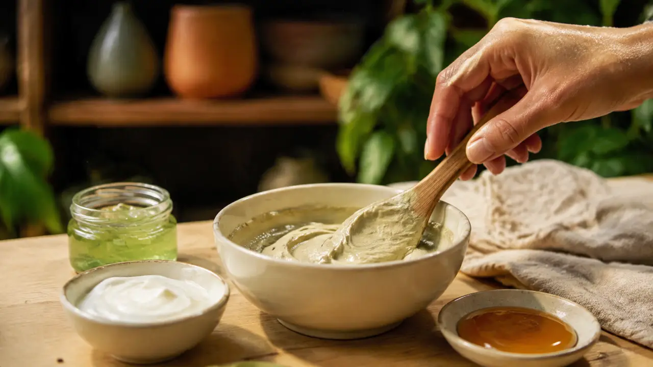 Soin pour visage naturel pour peau sèche et rougeurs, masque à l’aloe et miel