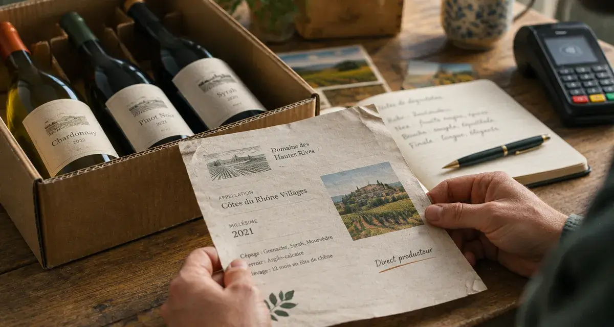 Achat vin en ligne direct producteur : vérification des bouteilles et fiches produit au domaine