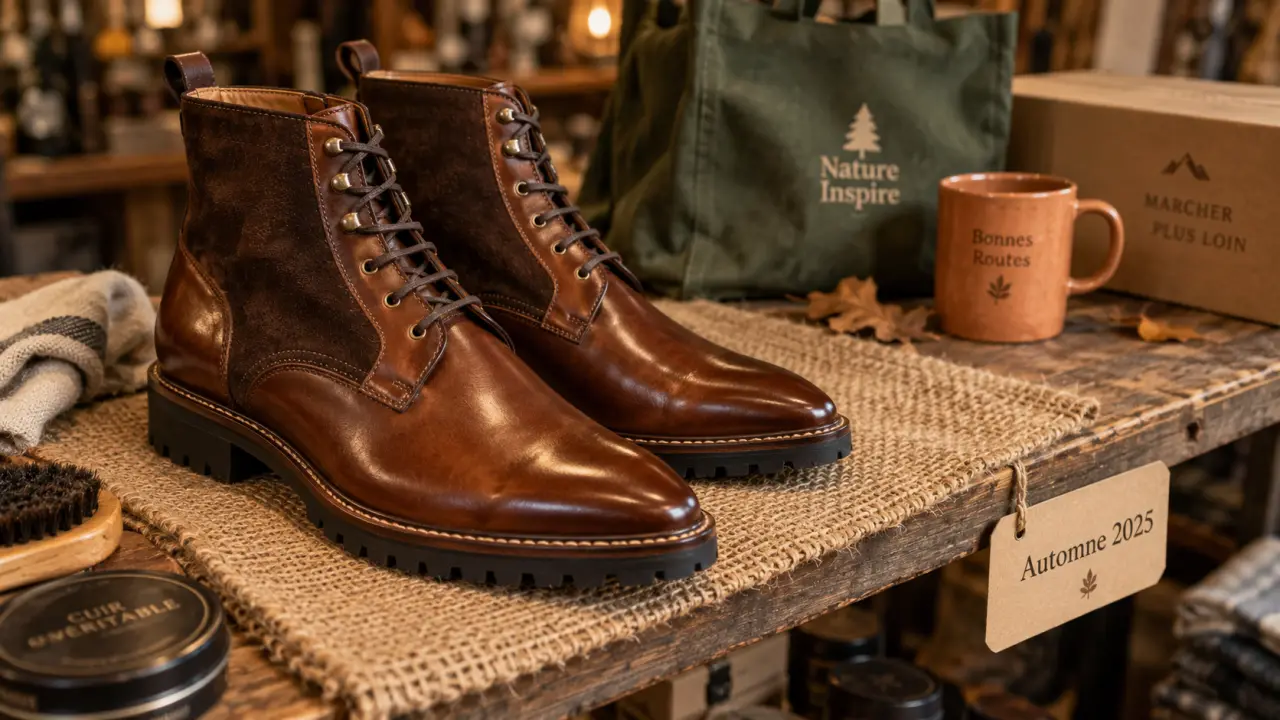 Chaussure automne 2025 : bottines en cuir brun