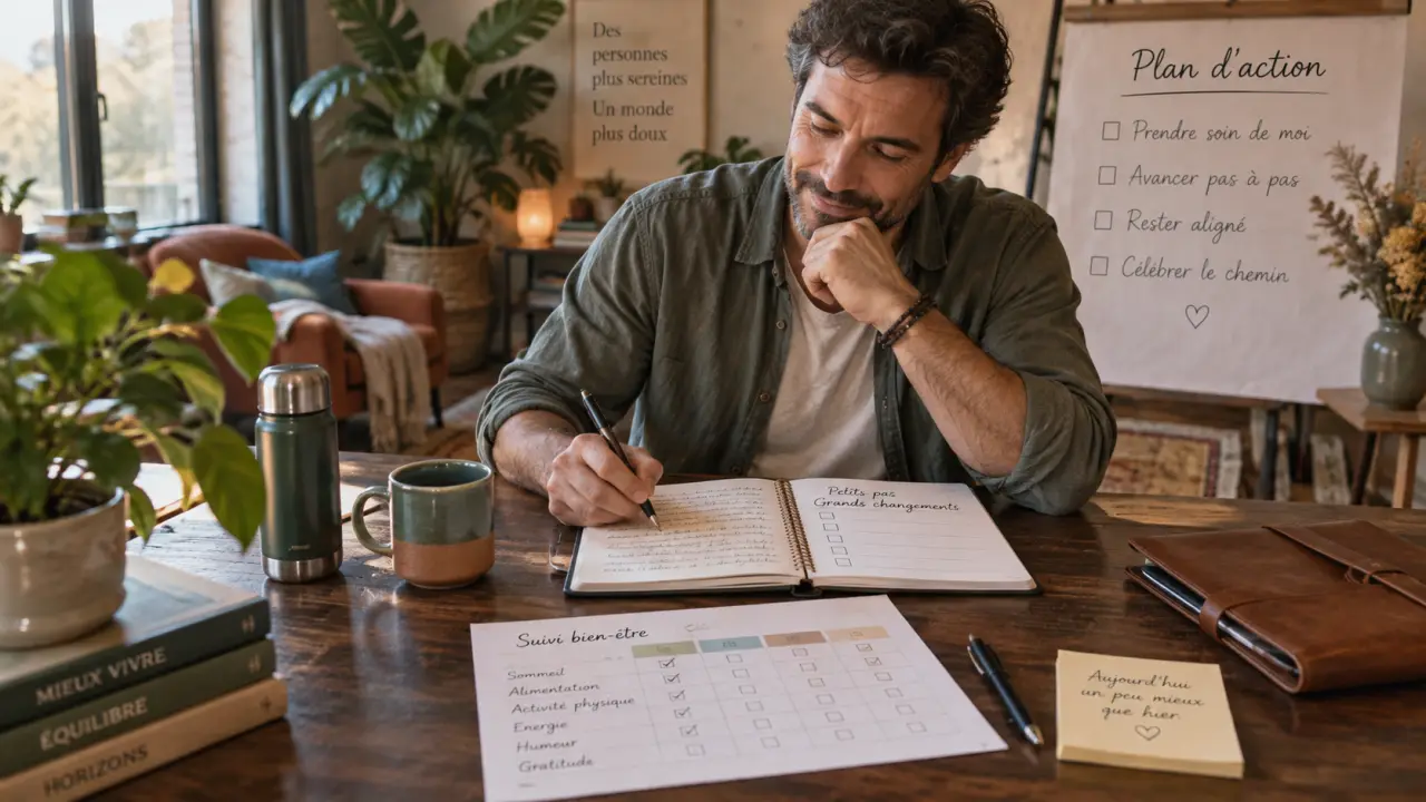 Coach bien être avec plan d’action et suivi des habitudes