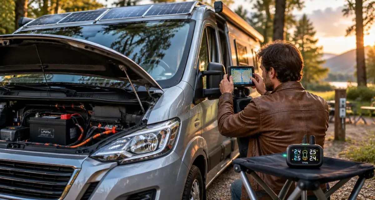 Camping-car avec panneaux solaires et système sécurité (innovations transports fr camping car)